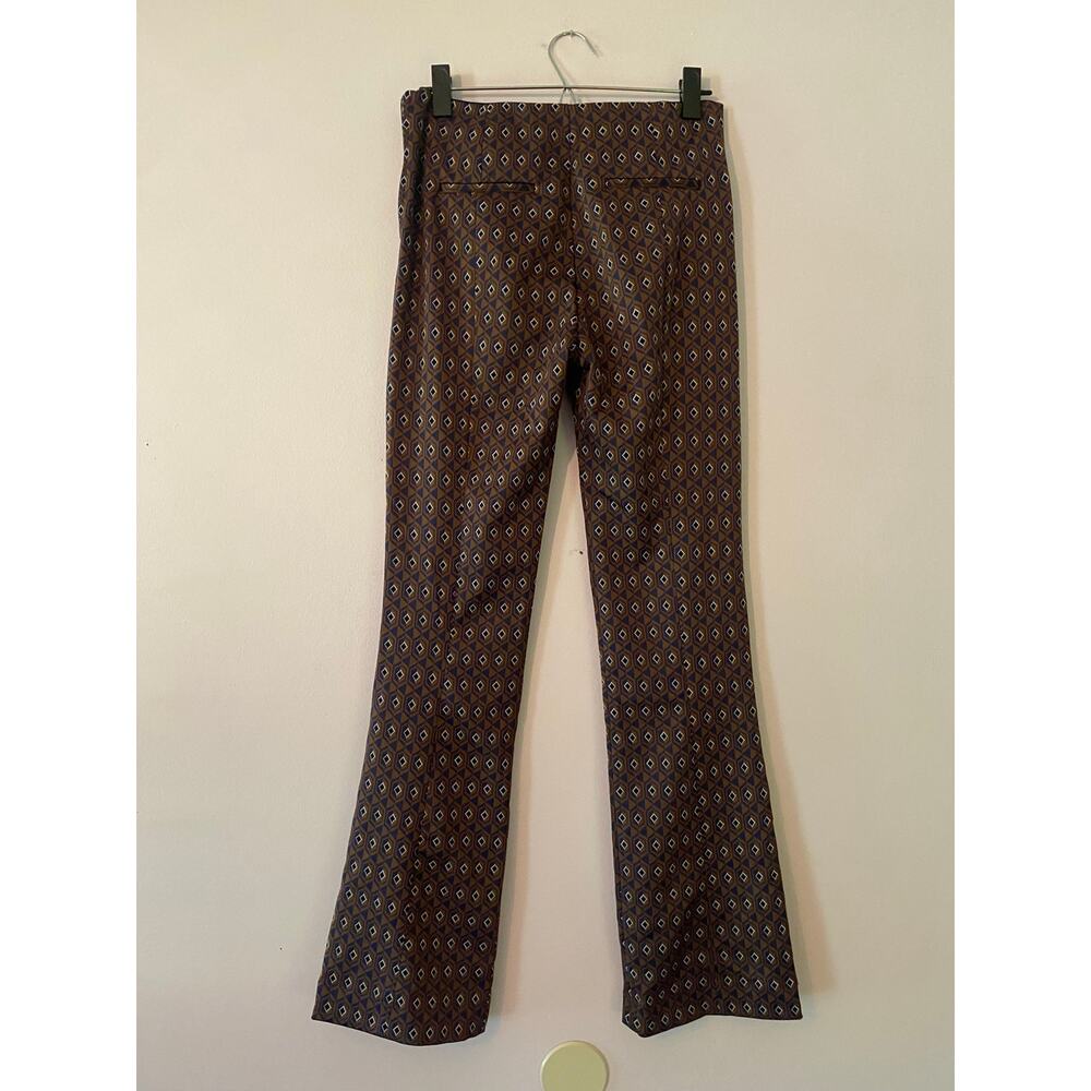 Zara Brown Navy Patterned Stretchy Straight Leg Dress Pants Boho Women's Small - Picture 6 of 12